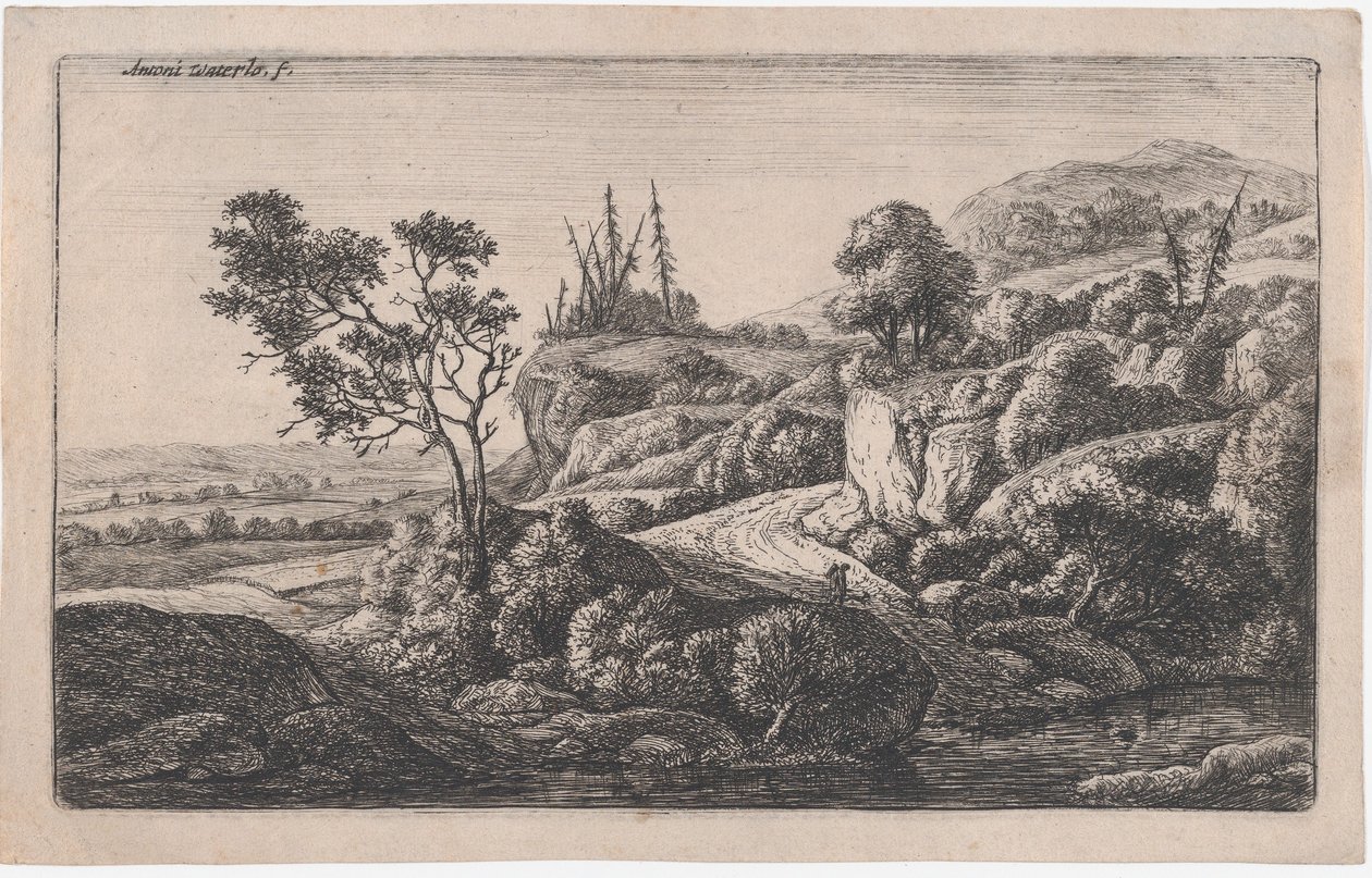 Stier som fører til en bekk, 1600-tallet. av Anthonie Waterloo