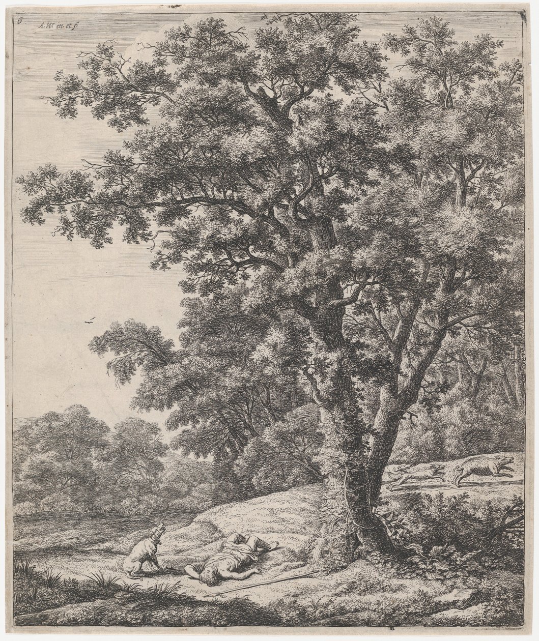 Adonis død, 1600-tallet. av Anthonie Waterloo
