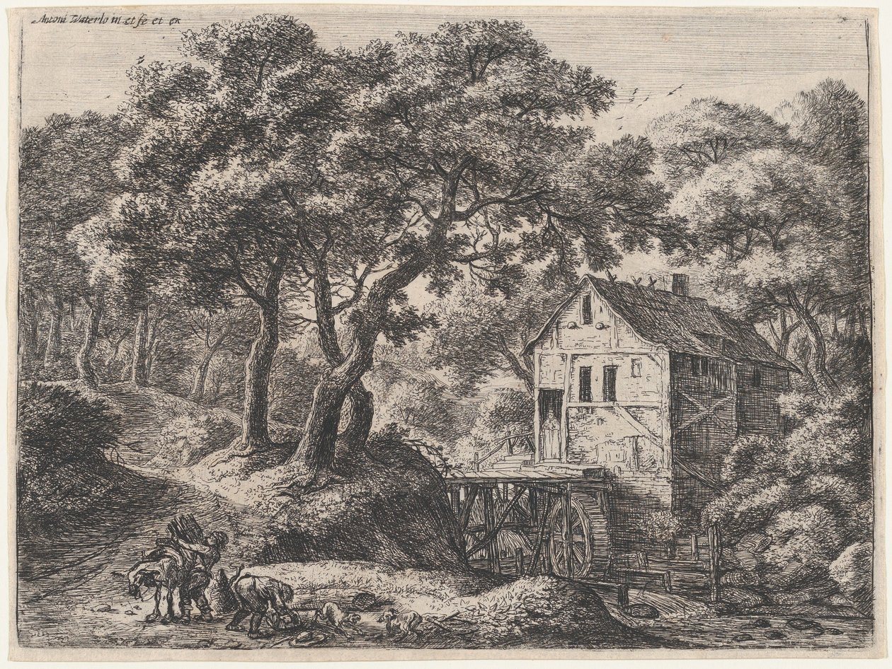 Møllen i skogen, 1600-tallet. av Anthonie Waterloo