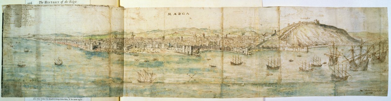 Malaga, 1500-tallet (penn og blekk og wc på papir) av Anthonis van den Wyngaerde