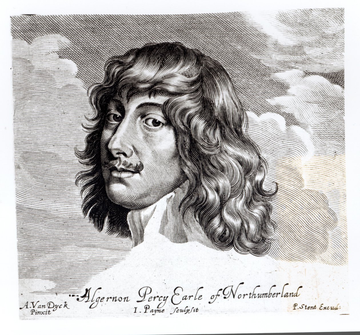 Portrett av Algernon Percy, tiende jarl av Northumberland (1602-1668), gravert av John Payne (fl. 1608-48) av Anthony van Dyck