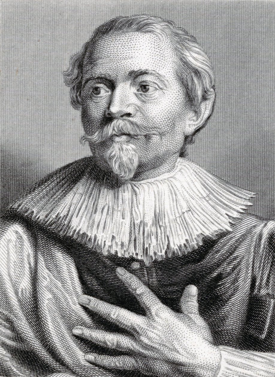 Portrett av Jacob Jordaens (1593-1678) gravert av Edward Francis Finden (1791-1857) (gravering) av Anthony van Dyck