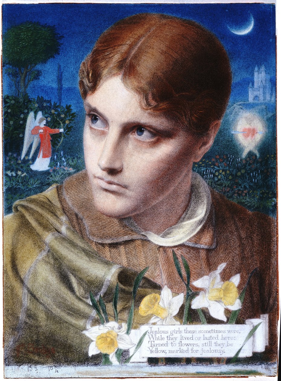 Sjalusi (kritt og blyant om bord) av Anthony Frederick Augustus Sandys