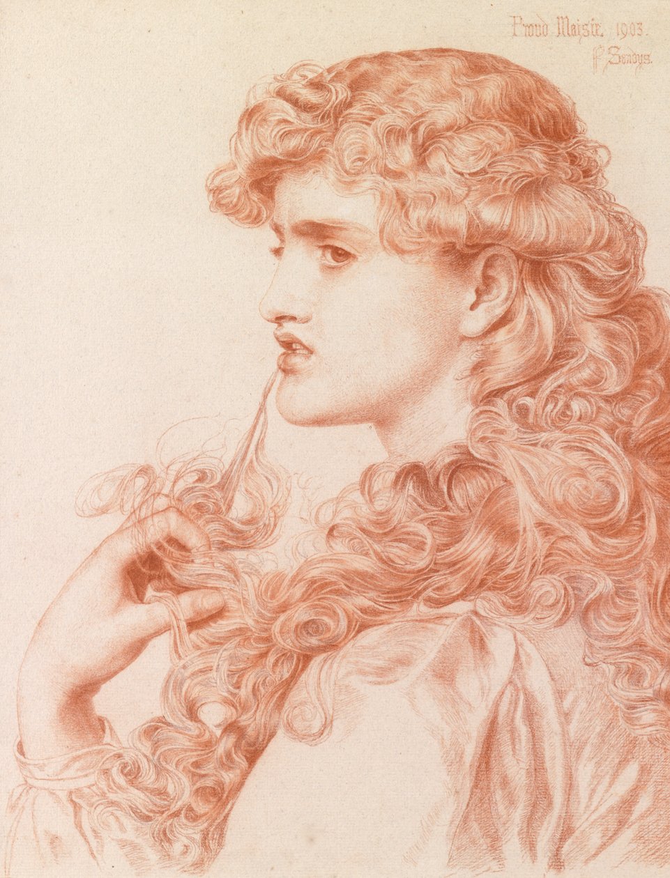 Proud Maisie, 1903 (blyant og rødt kritt på papir) av Anthony Frederick Augustus Sandys