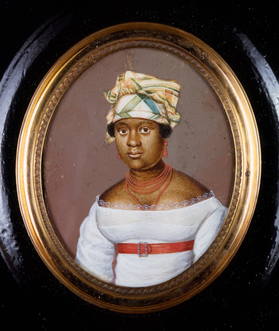 Fru Pierre Toussaint, 1825 (wc på emalje) av Anthony Meucci