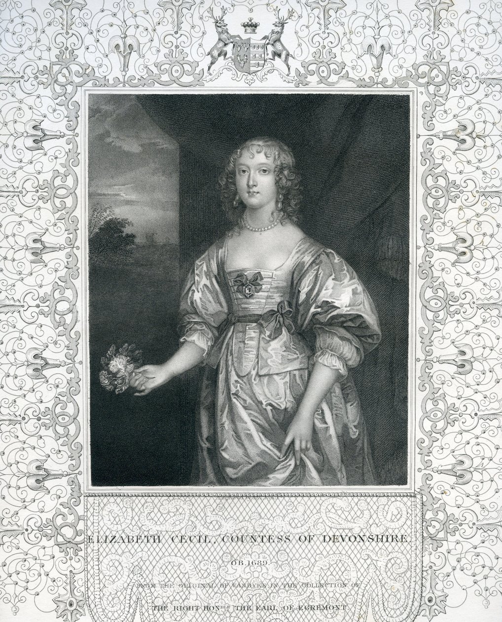 Elizabeth Cavendish, grevinne av Devonshire, midten av 1600-tallet av Anthony van Dyck