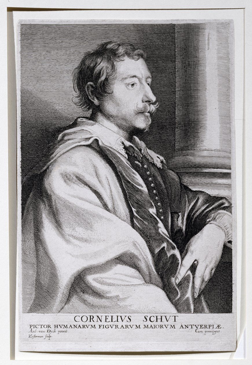 Portrett av Cornelis Schut (1597-1655), en elev av Rubens, gravert av Lucas Vorsterman (1624-67) for Van Dycks 