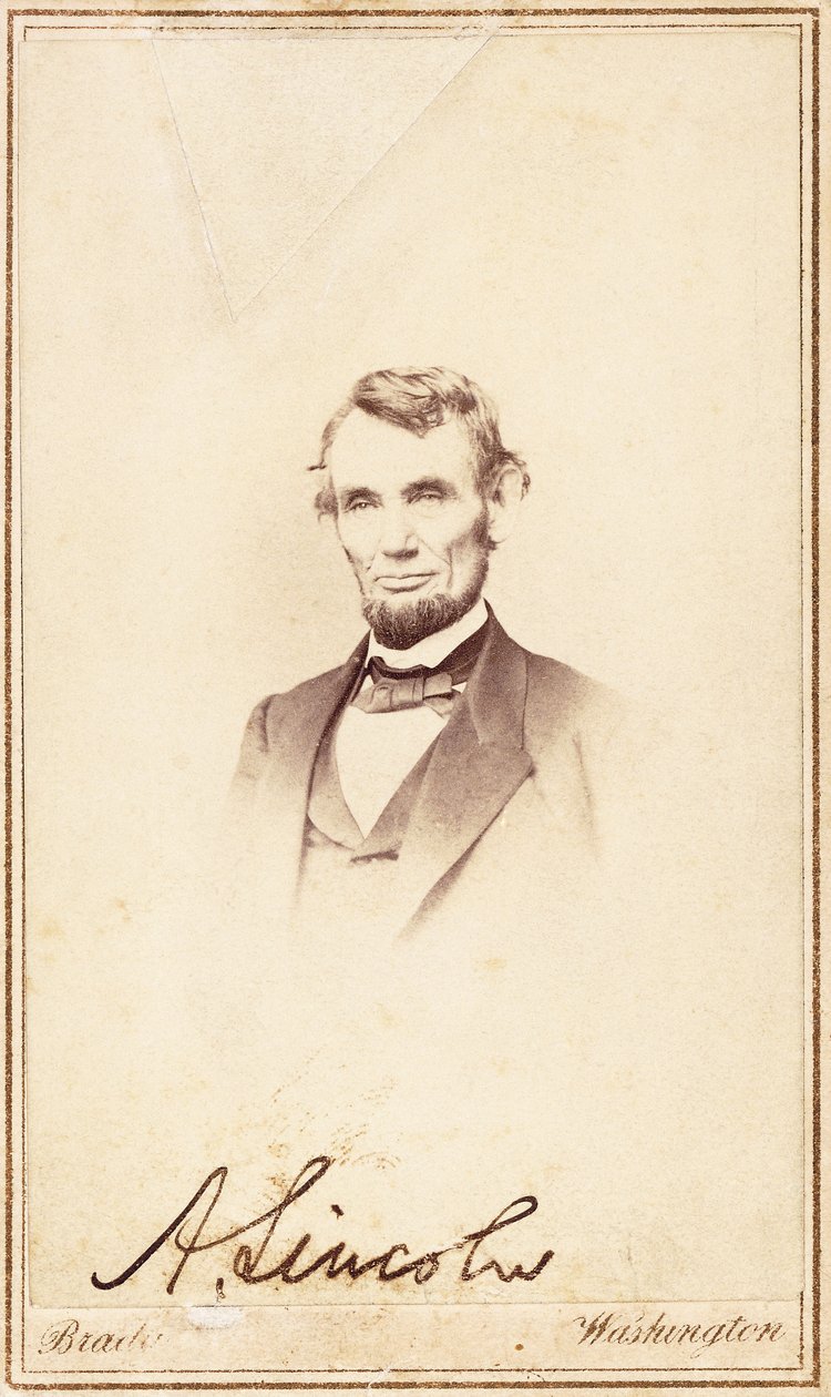 Abraham Lincoln, signert carte-de-visite, 1864 av Anthony Berger
