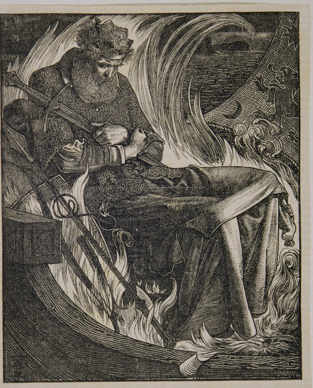 Kong Warwulfs død av Anthony Frederick Augustus Sandys