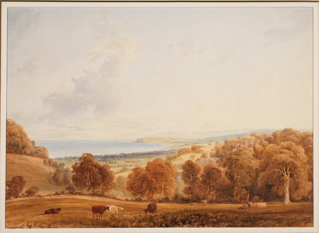 Fjern utsikt over Dunster, Somerset av Anthony Vandyke Copley Fielding