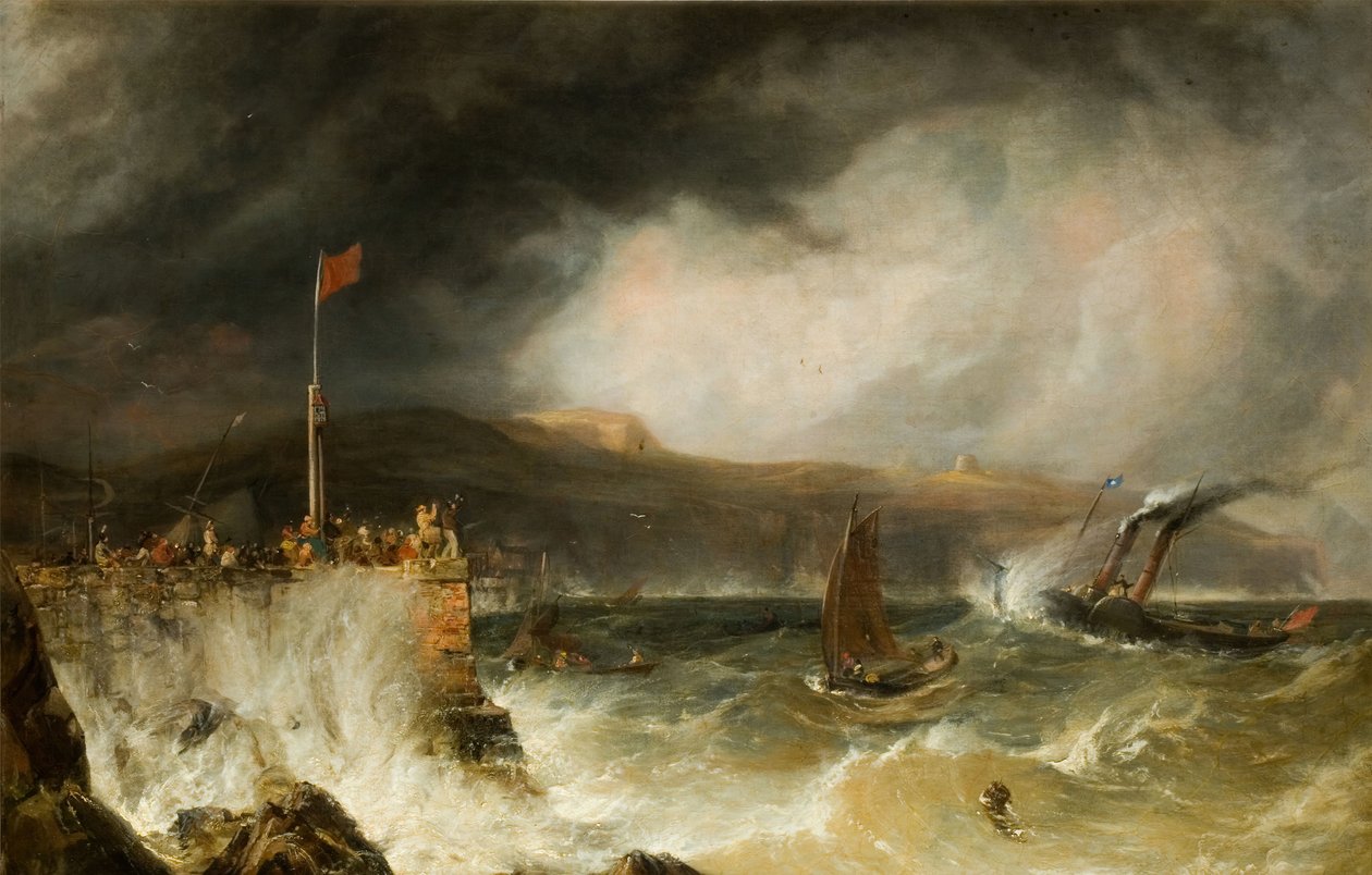 Pakkebåt som går inn i havn, 1855. av Anthony Vandyke Copley Fielding