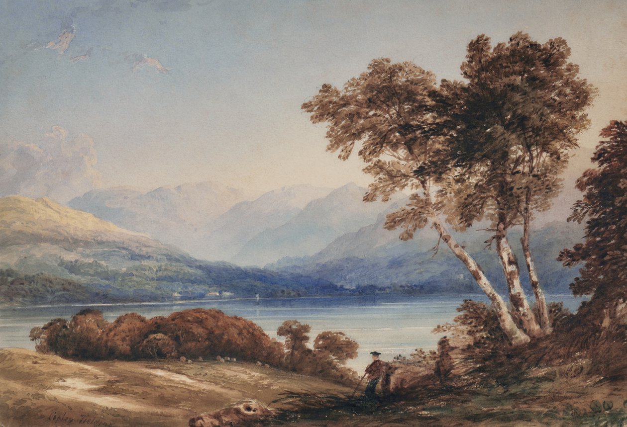 Utsikt over en innsjø av Anthony Vandyke Copley Fielding