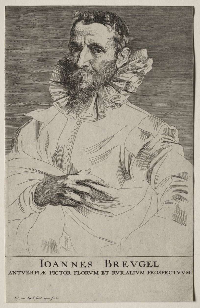 Portrett av Jan Brueghel. av Anthony van Dyck