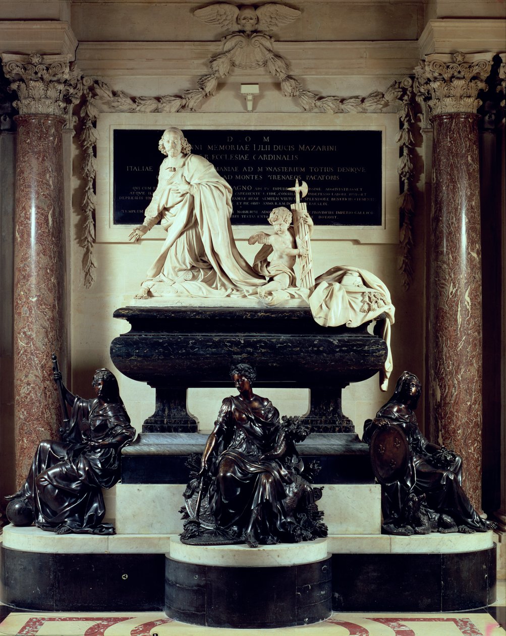 Graven til kardinal Jules Mazarin i kapellet til Institut de France, tidligere College des Quatre-Nations, 1689-93 (marmor og bronse) av Antoine Coysevox