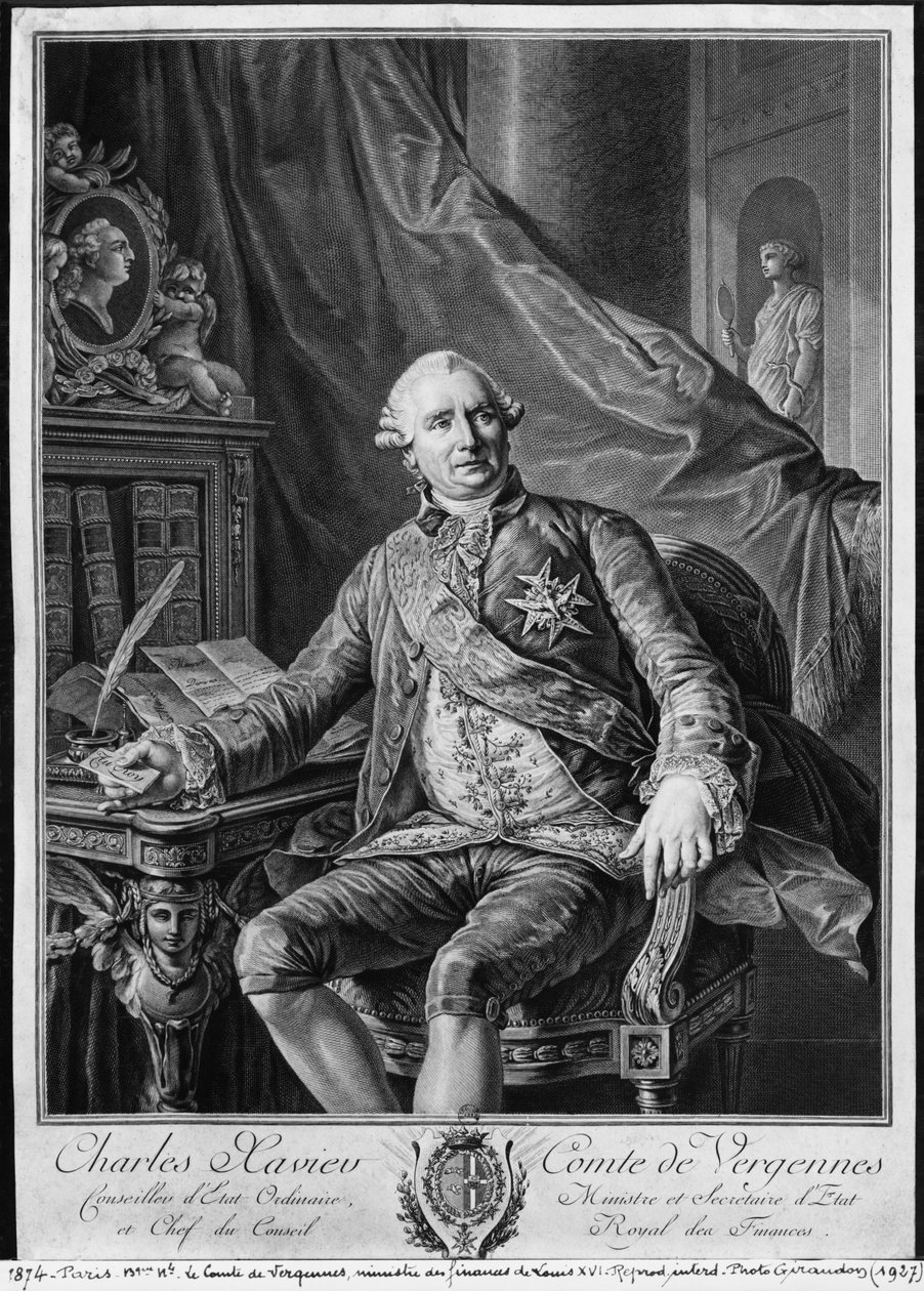 Charles Gravier, greve av Vergennes, gravert av Vicenzio Vangelisti (1738-98) ca. 1774 av Antoine François Callet