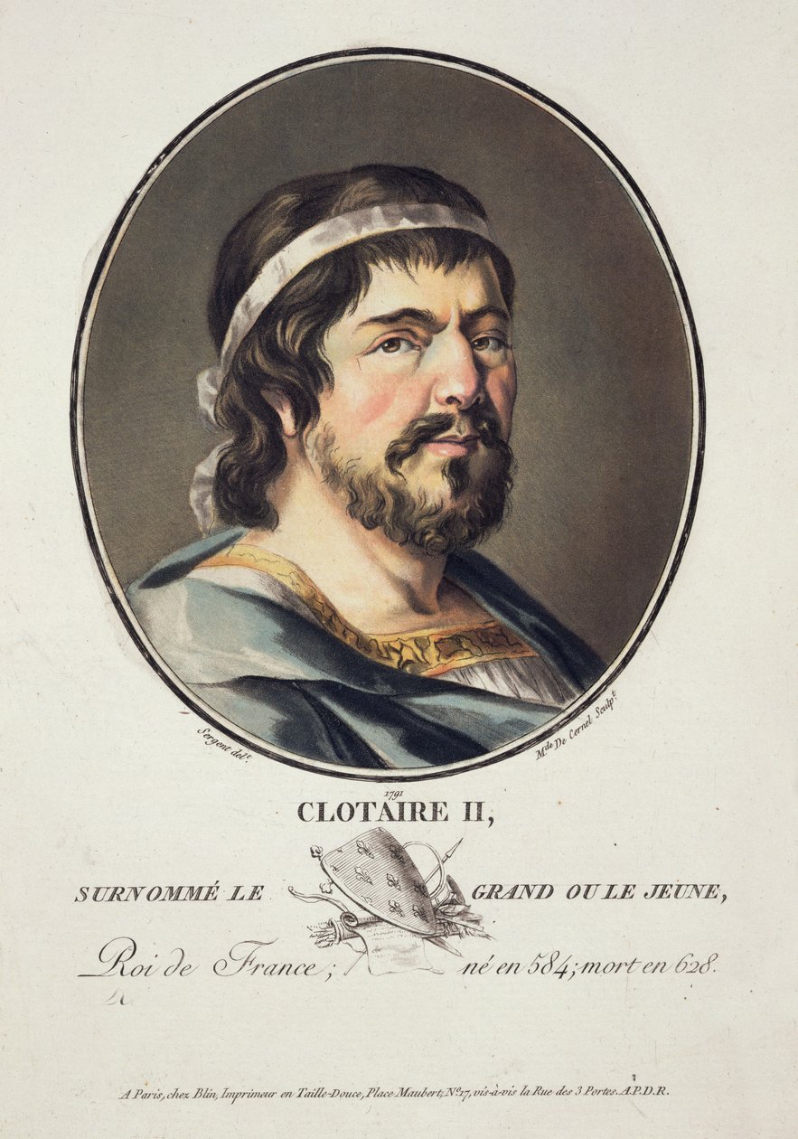 Clothaire II (584-629), gravert av Madame de Cernel, 1791 av Antoine Louis Francois Sergent Marceau