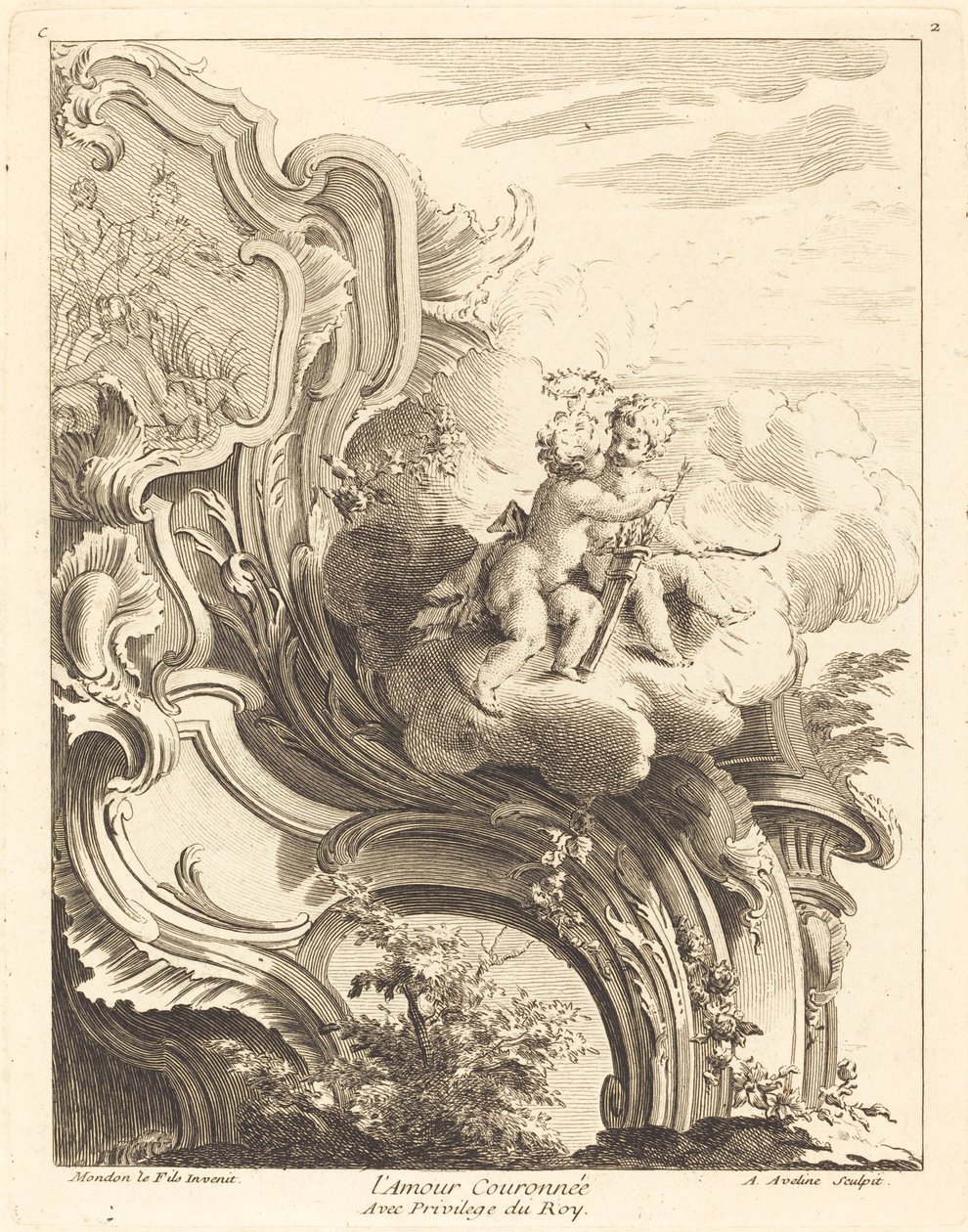Amor kronet, 1736. av Antoine Aveline