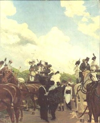 Løpsgjengere på Longchamps, 1906 av Antoine Guillaume Minartz