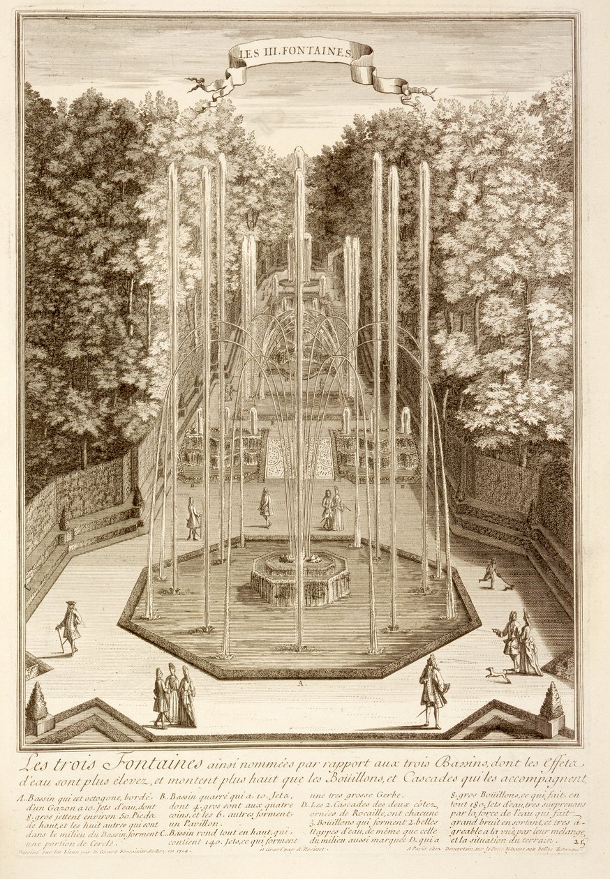De tre fontenene, Versailles, 1714 av Antoine Herriset