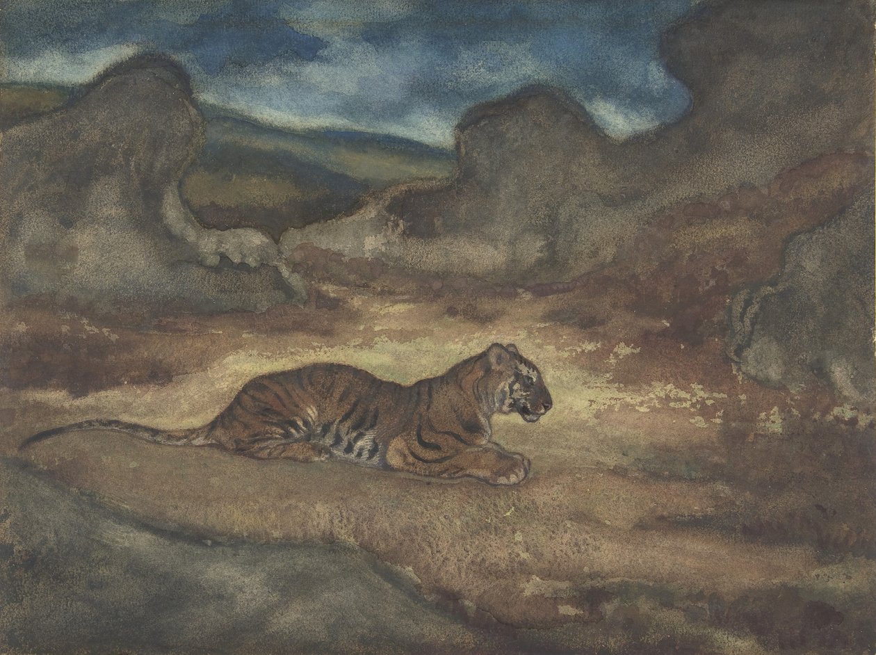 Tiger i landskapet, 1810-75. av Antoine Louis Barye