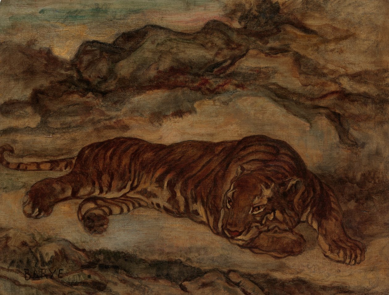 Tiger i Repose, ca. 1850-65. av Antoine Louis Barye