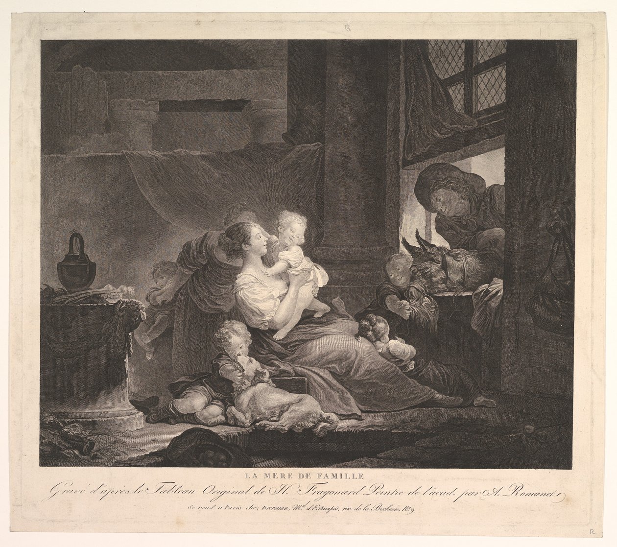 Familien Mor.n.d. av Antoine Louis Romanet