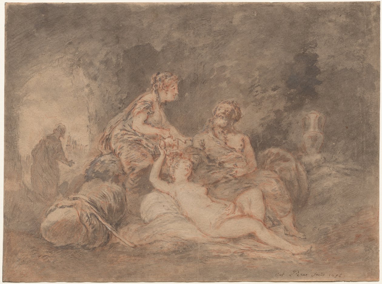 Lot og hans døtre, 1756. av Antoine Pesne