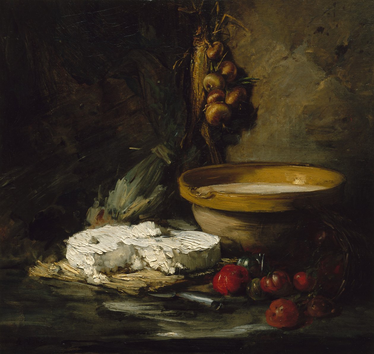 Stilleben med ost, sannsynligvis sent på 1870-tallet. av Antoine Vollon