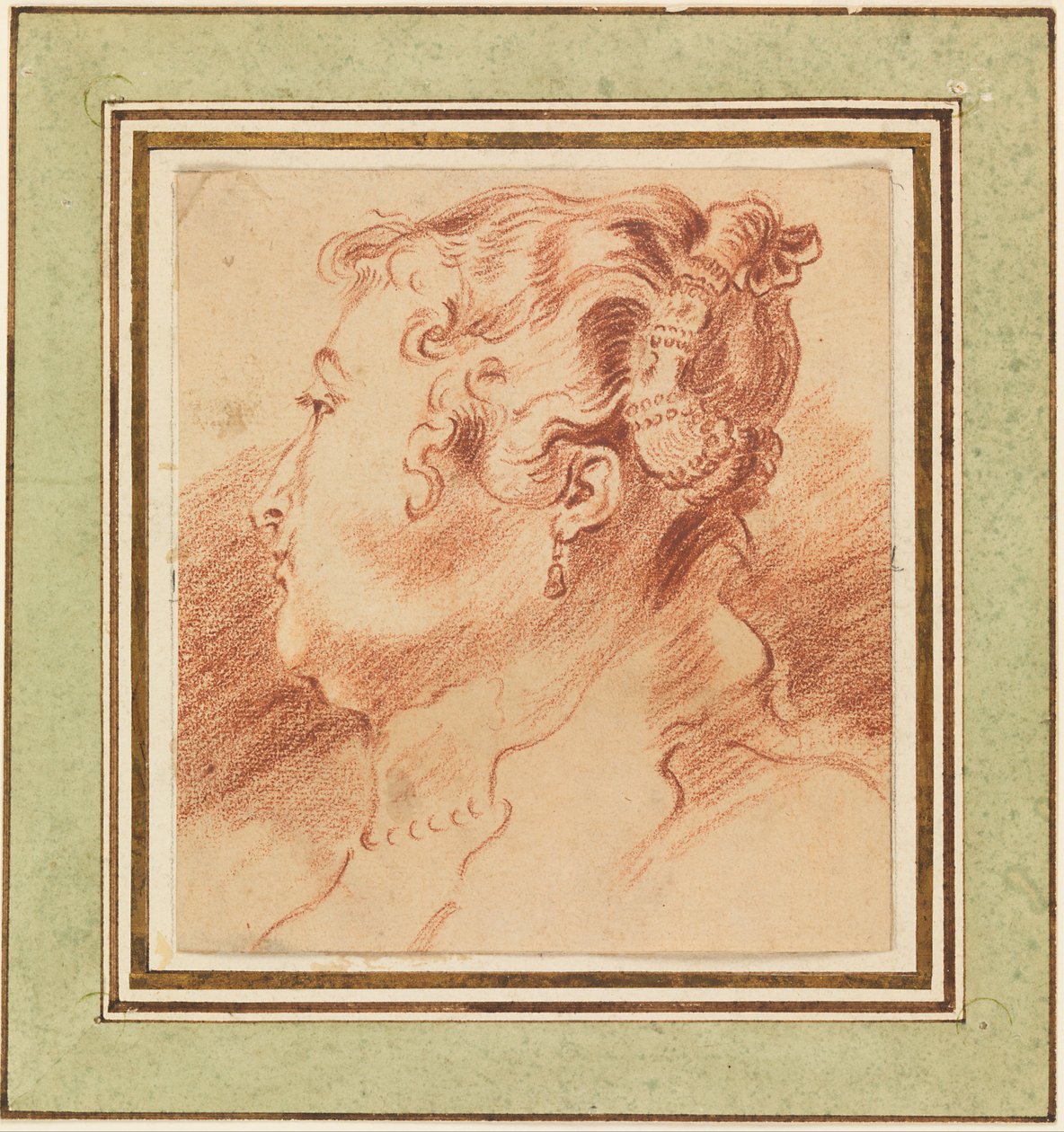 Studie av kvinnens hode av Antoine Watteau