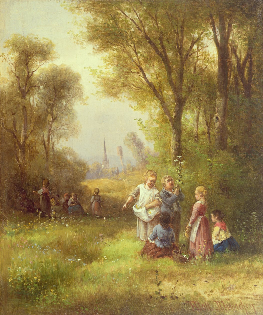 Playing in the Woods, 1800-tallet av Anton Doll