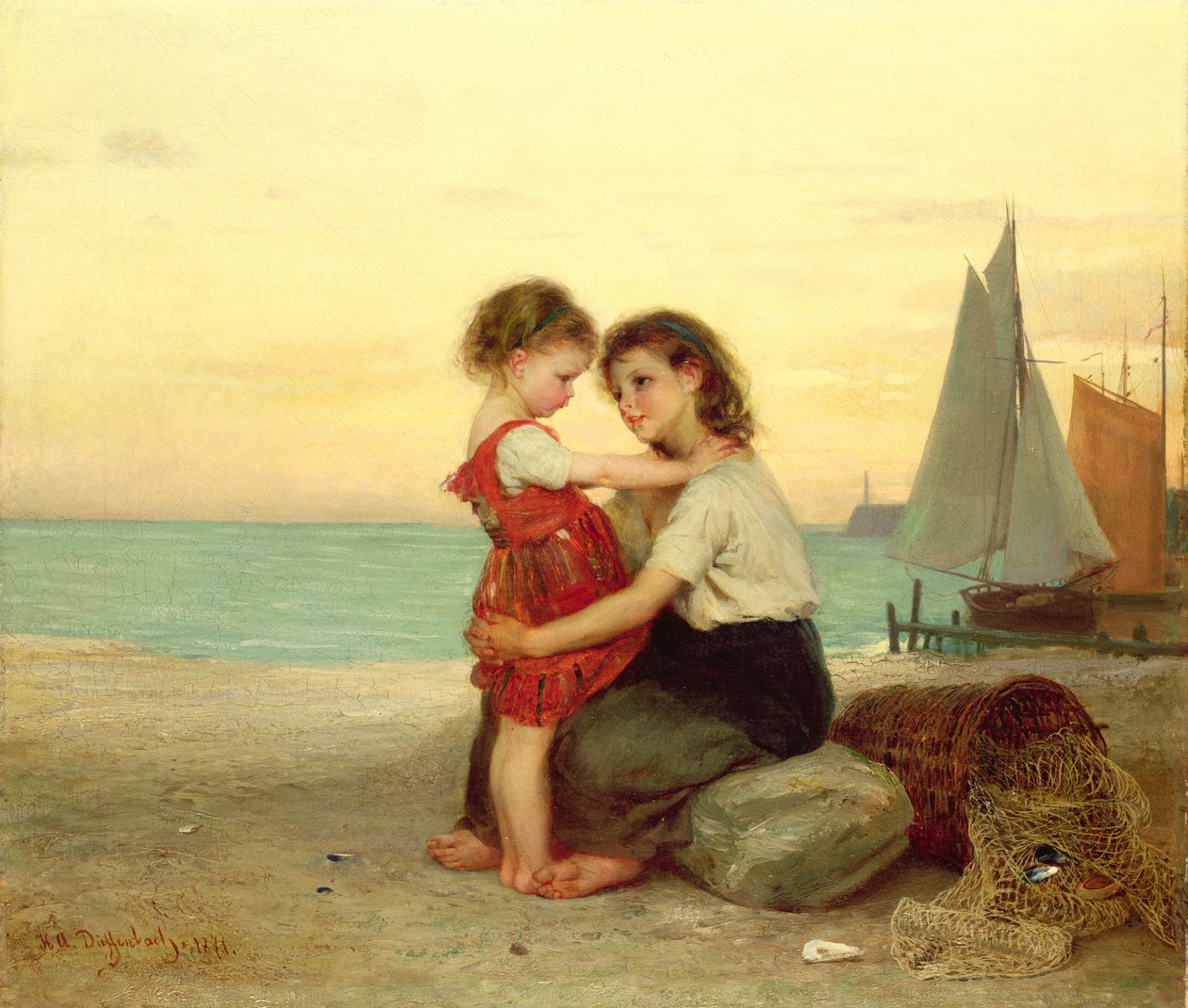 Sisters on the Beach, 1871 av Anton Heinrich Dieffenbach
