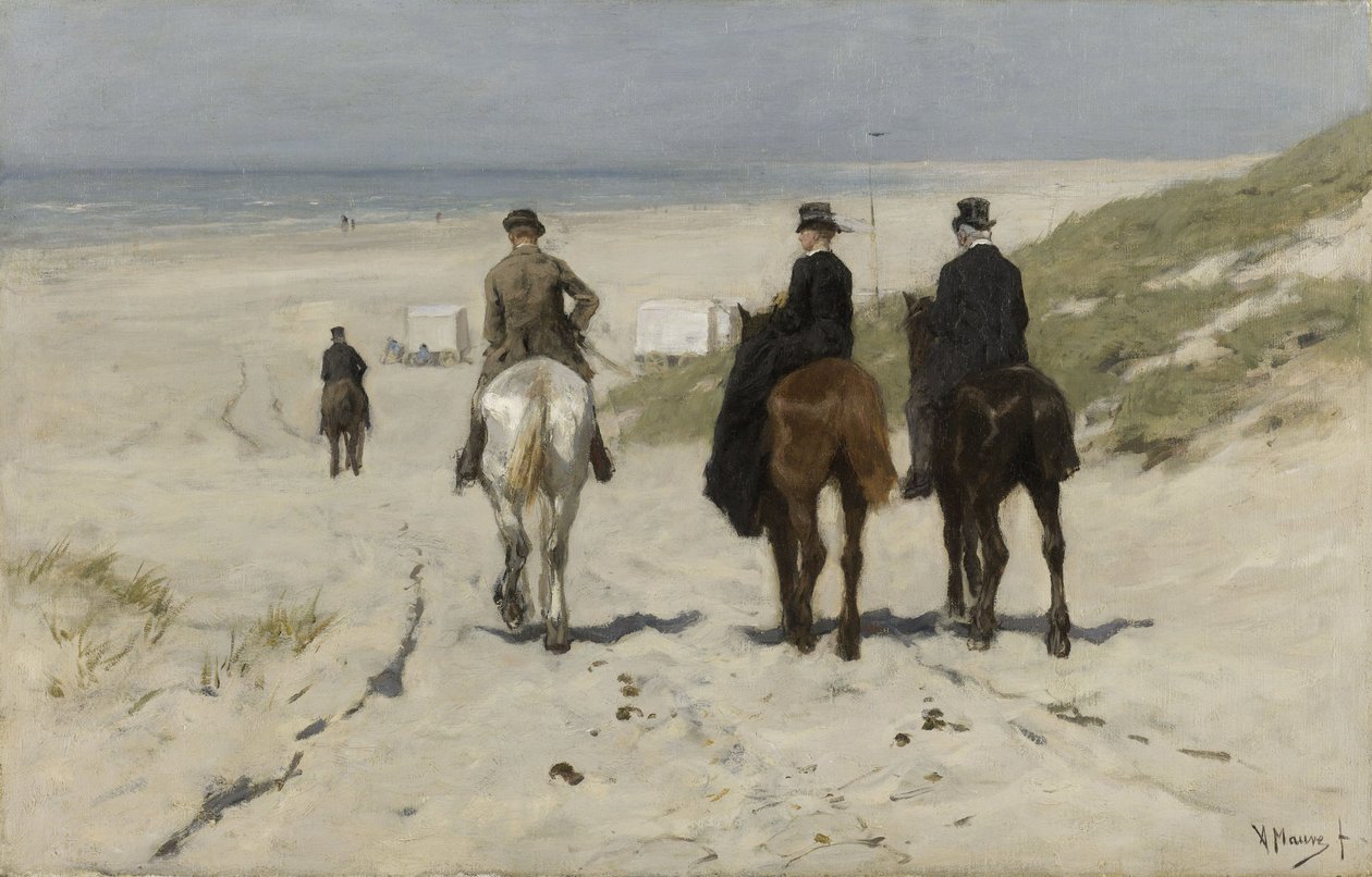 Morgentur langs stranden av Anton Mauve