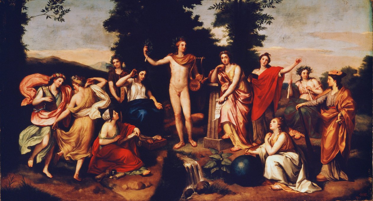 Apollo og de tre nåder, ca. 1750-60 av Anton Raphael Mengs
