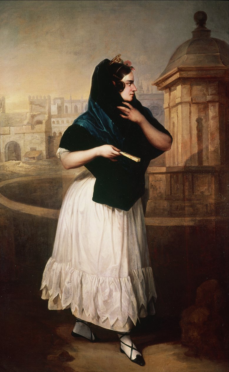 Portrett av en Contessa (se 86509 for par) av Antonio Cabral Bejarano