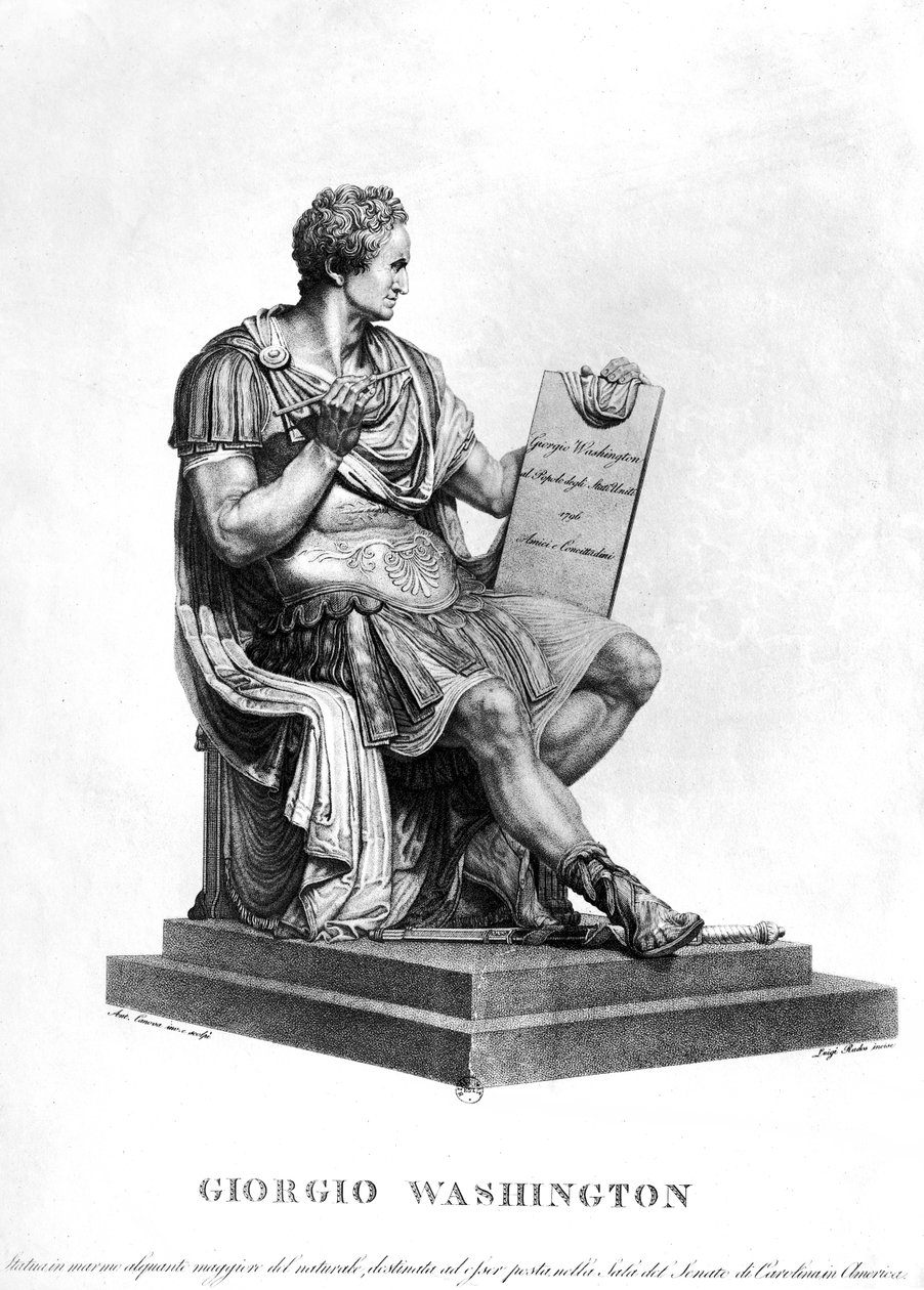 George Washington som romersk keiser, 1796, gravert av Luigi Rados (1773-1840) av Antonio Canova