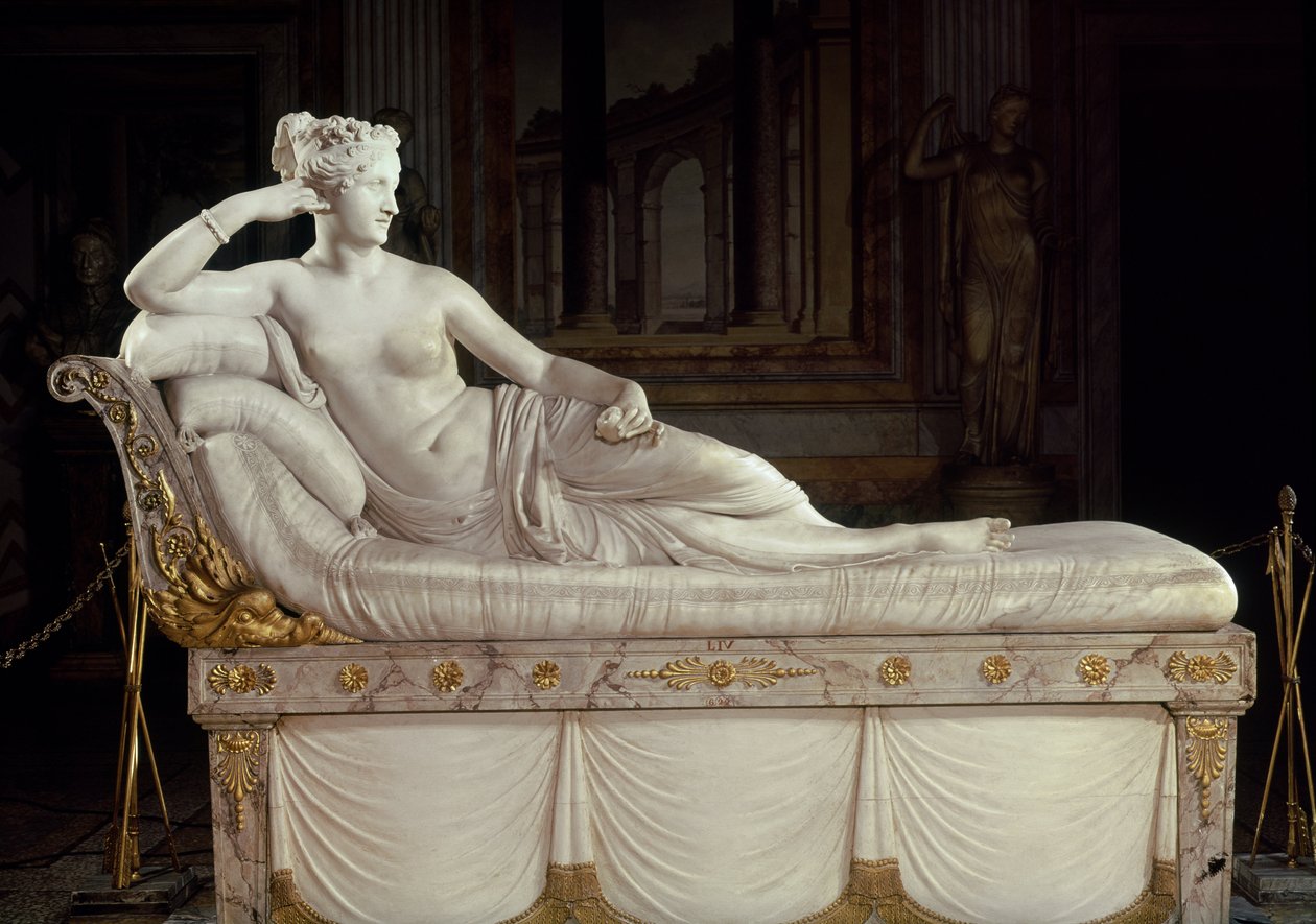 Pauline Bonaparte (1780-1825) som Venus Triumphant, ca. 1805-08 (marmor) av Antonio Canova
