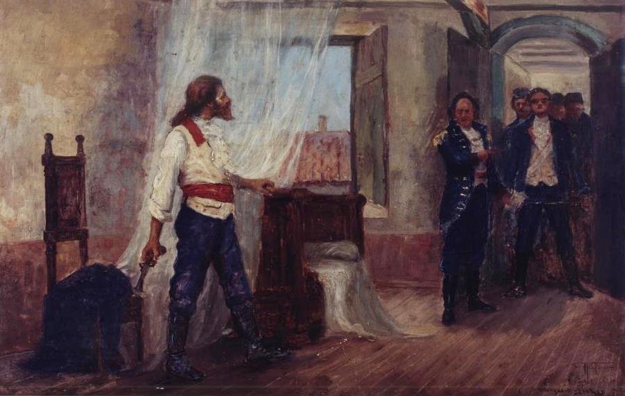 Fengsling av Tiradentes -studie Portugues: Study for the Prison of Tiradentes av Antonio Parreiras