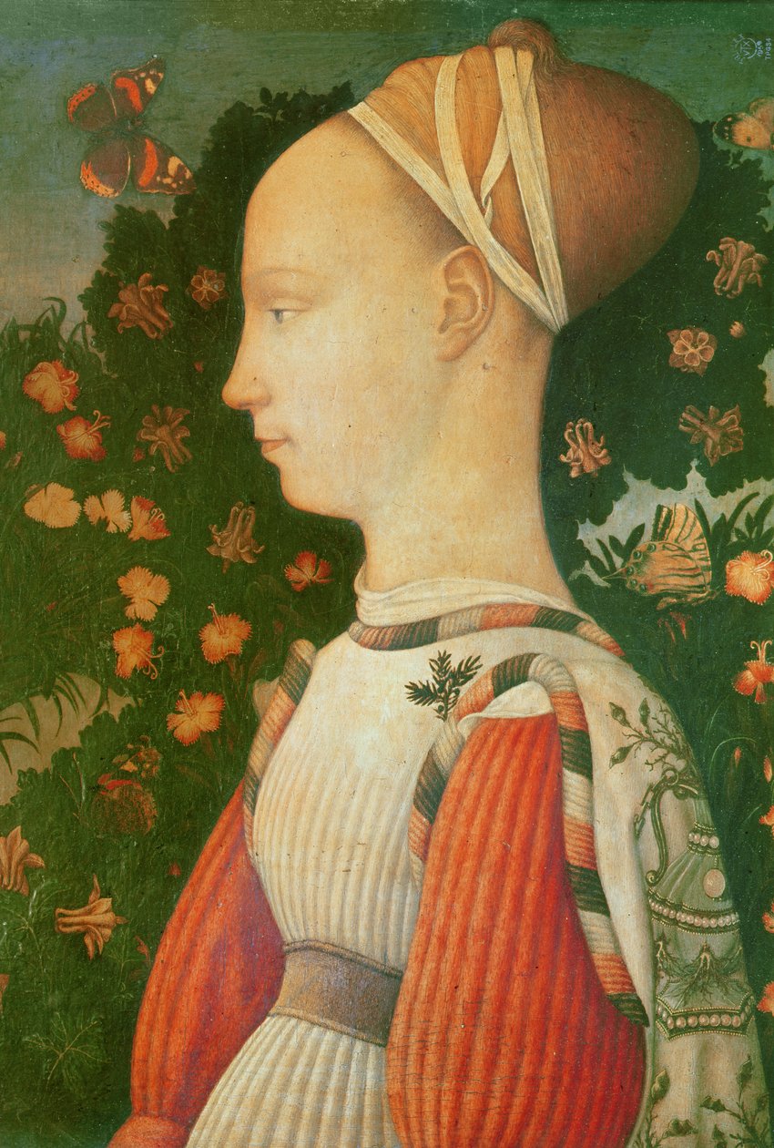 Portrett av Ginevra d'Este, ca. 1436-38 (trepanel) av Antonio Pisanello