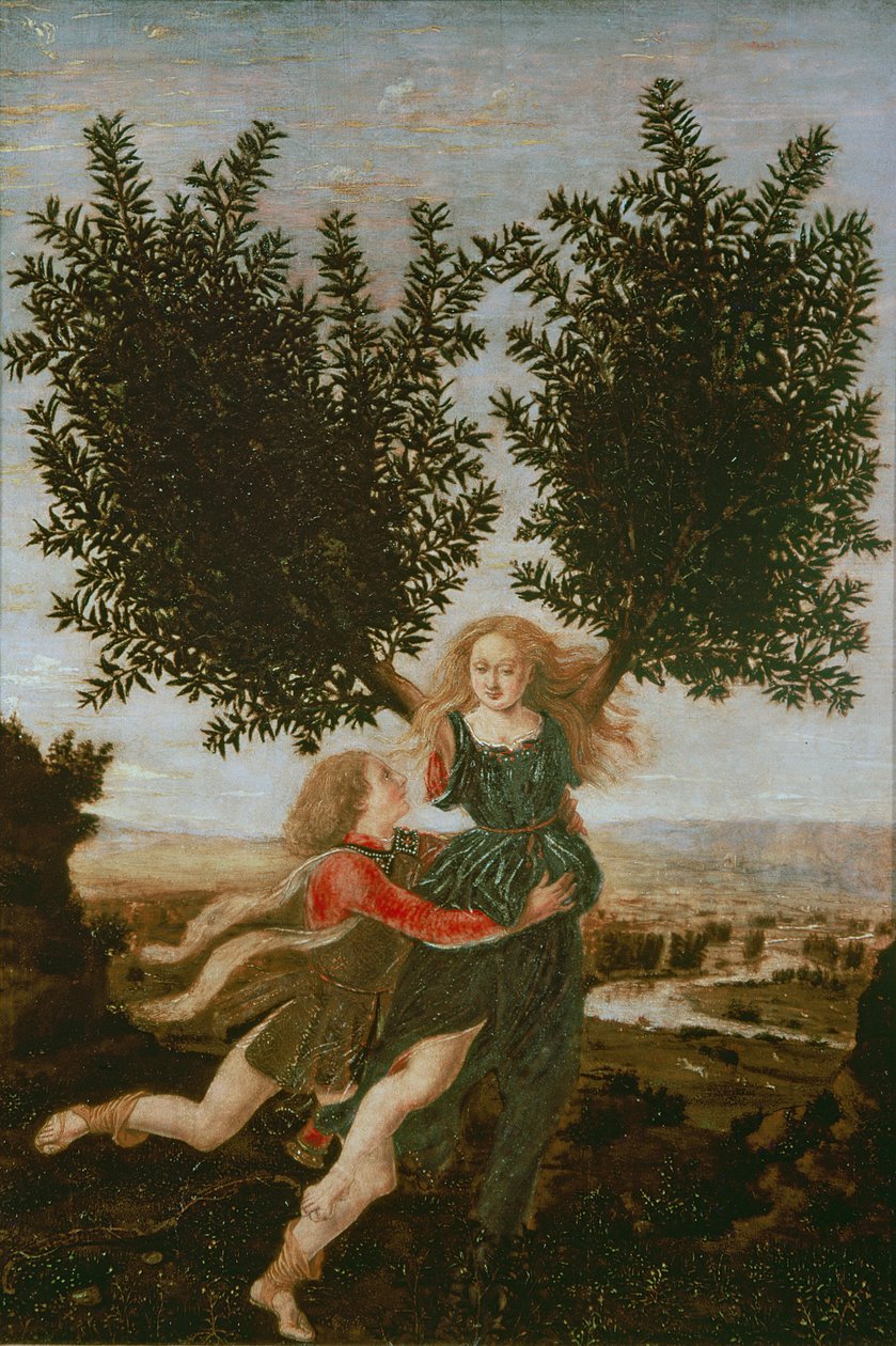 Daphne og Apollo, ca. 1470-80 av Antonio Pollaiuolo