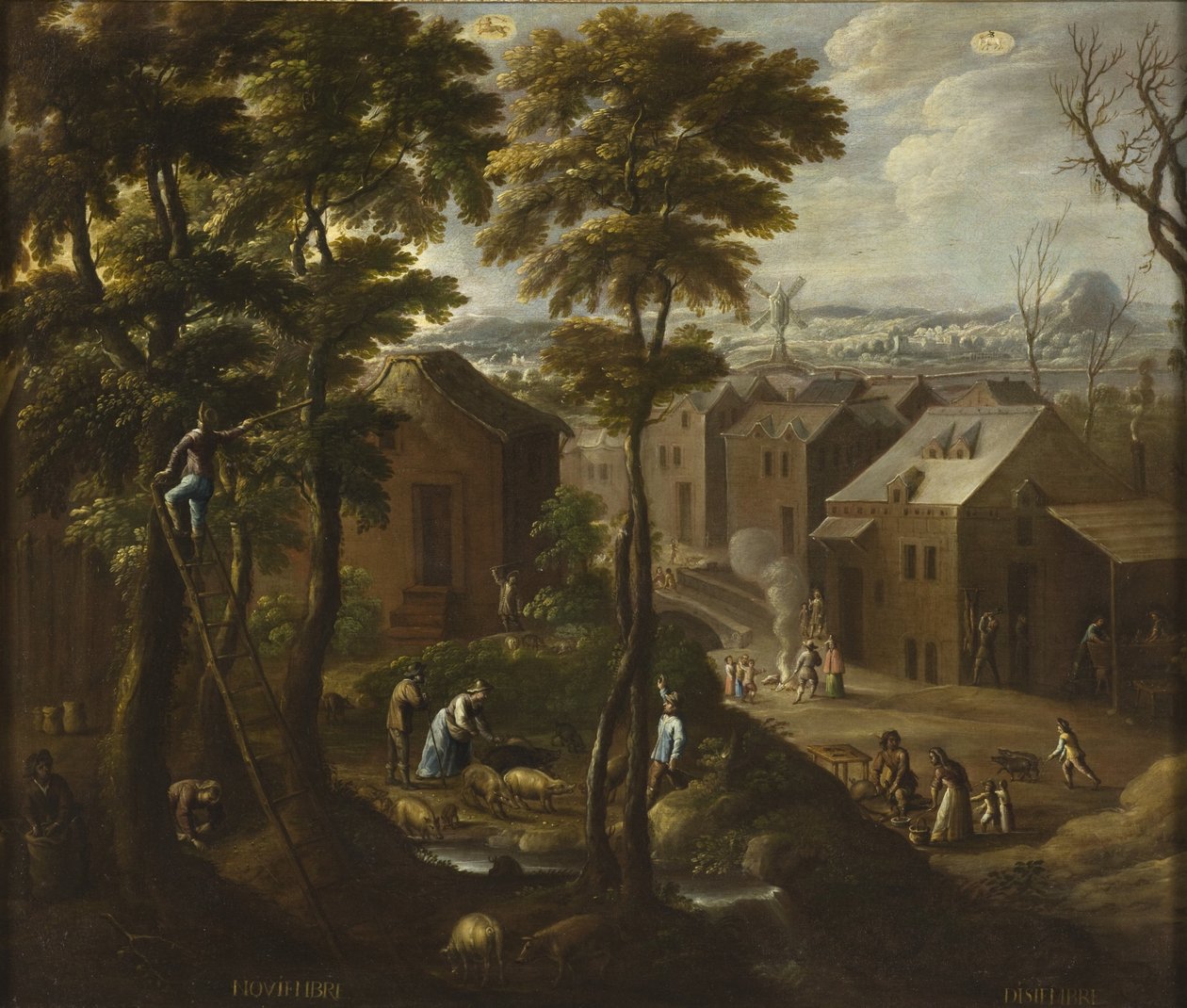November og desember fra Los doce meses del año (Årets tolv måneder), 1650-1699 av Antonio de Espinosa