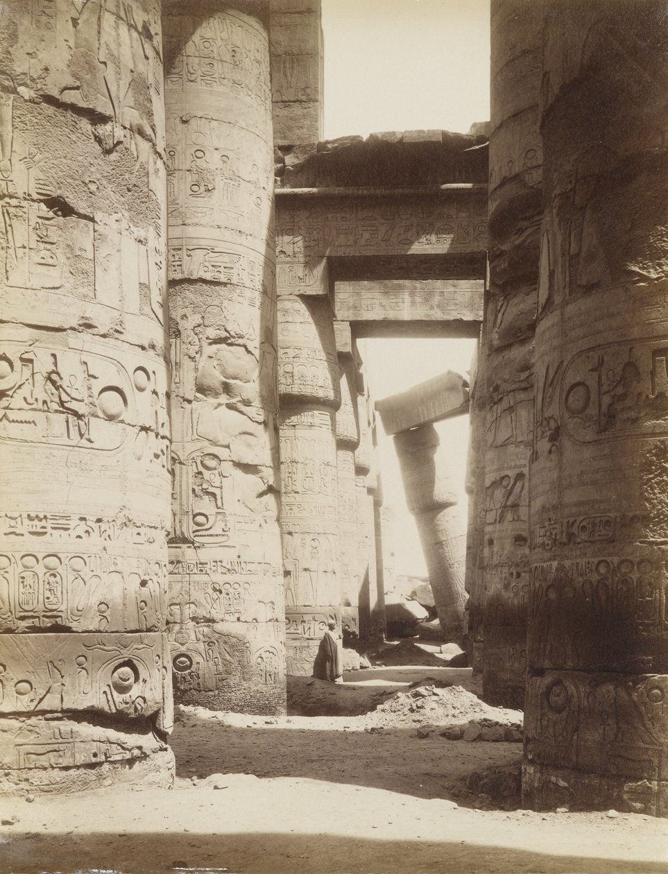 Interiør i Hypostyle Hall, Karnak av Antonio Beato