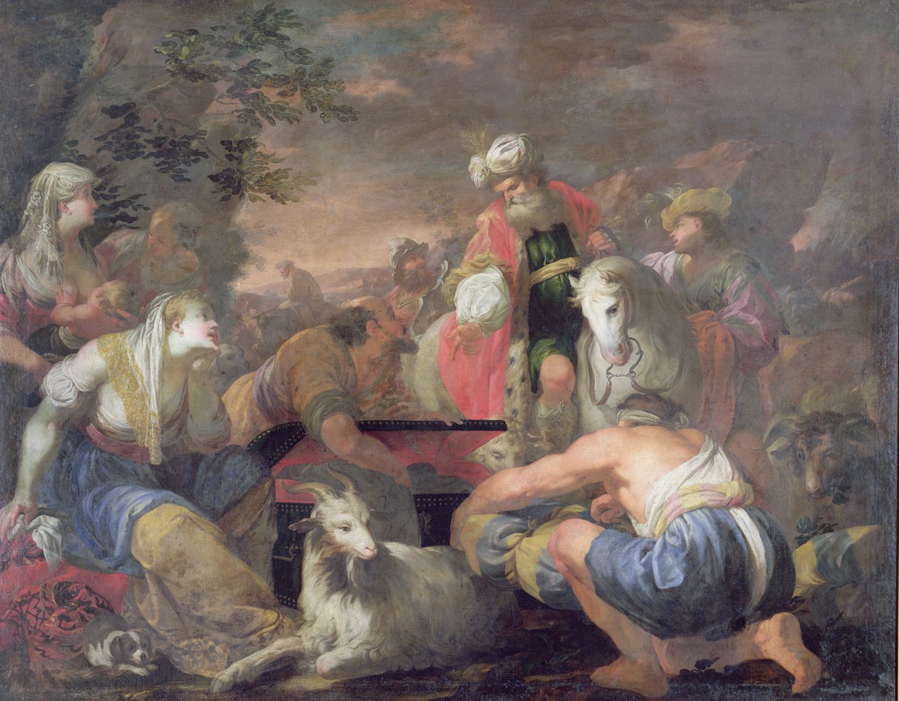Laban søker sine idoler (olje på lerret) av Antonio Bellucci