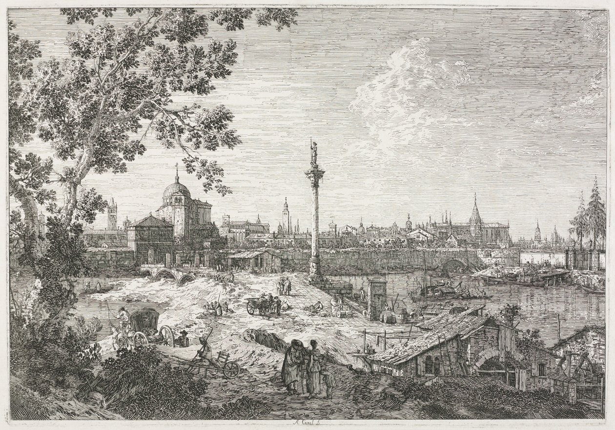 Utsikt: Imaginær utsikt over Padova av Antonio Canaletto