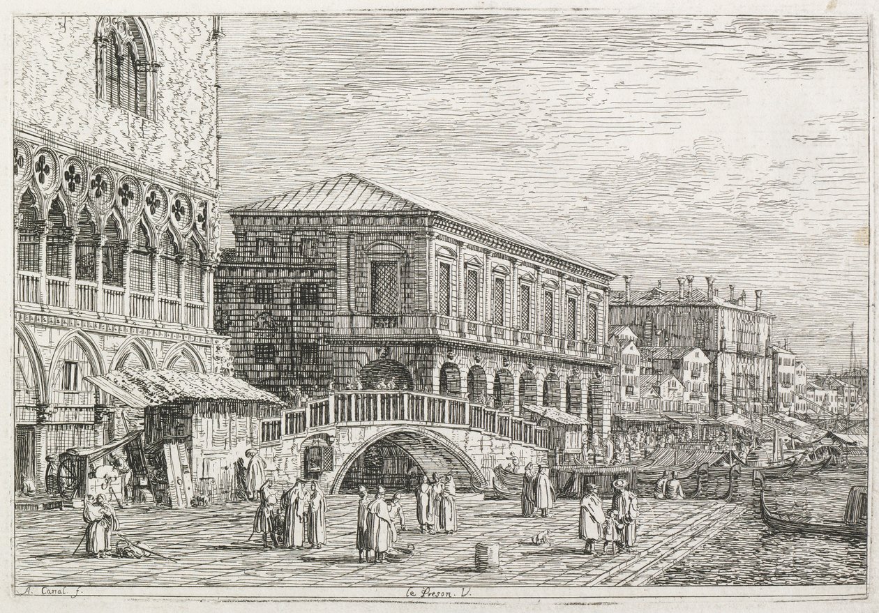 Utsikt: Fengselet, Venezia av Antonio Canaletto