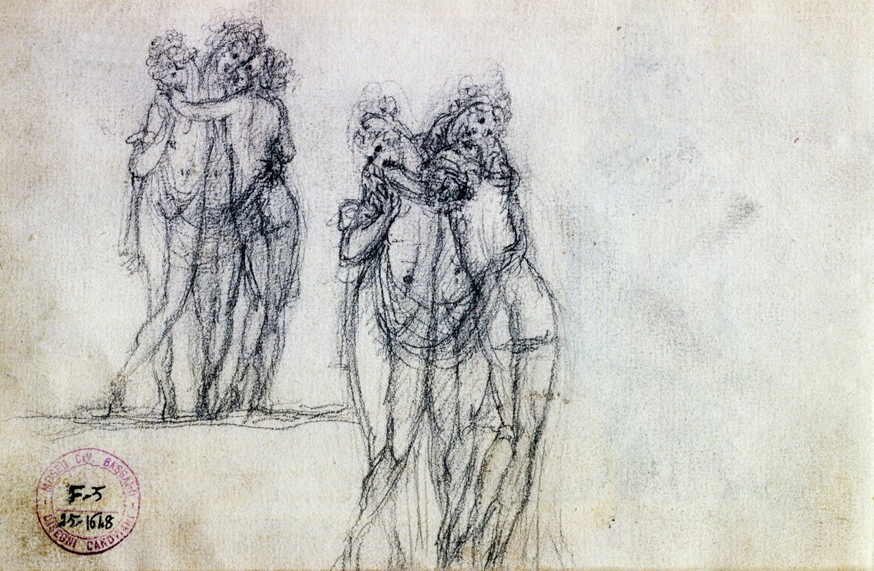 To skisser for The Three Graces av Antonio Canova