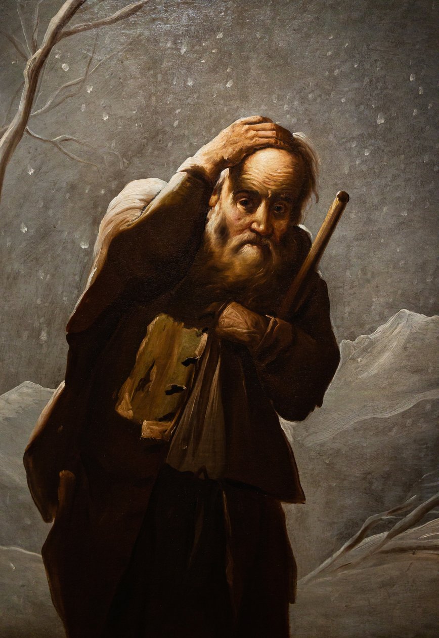 Old Man in the Snow   1409852   no       norwegian Successfully Translated  Original: Disparate furioso (Furious Folly), also known as Hizonos dios y maravillamos nos (It Is Amazing and We Were Made by God, from the series Los disparates (Los proverbios) T av Antonio Cifrondi