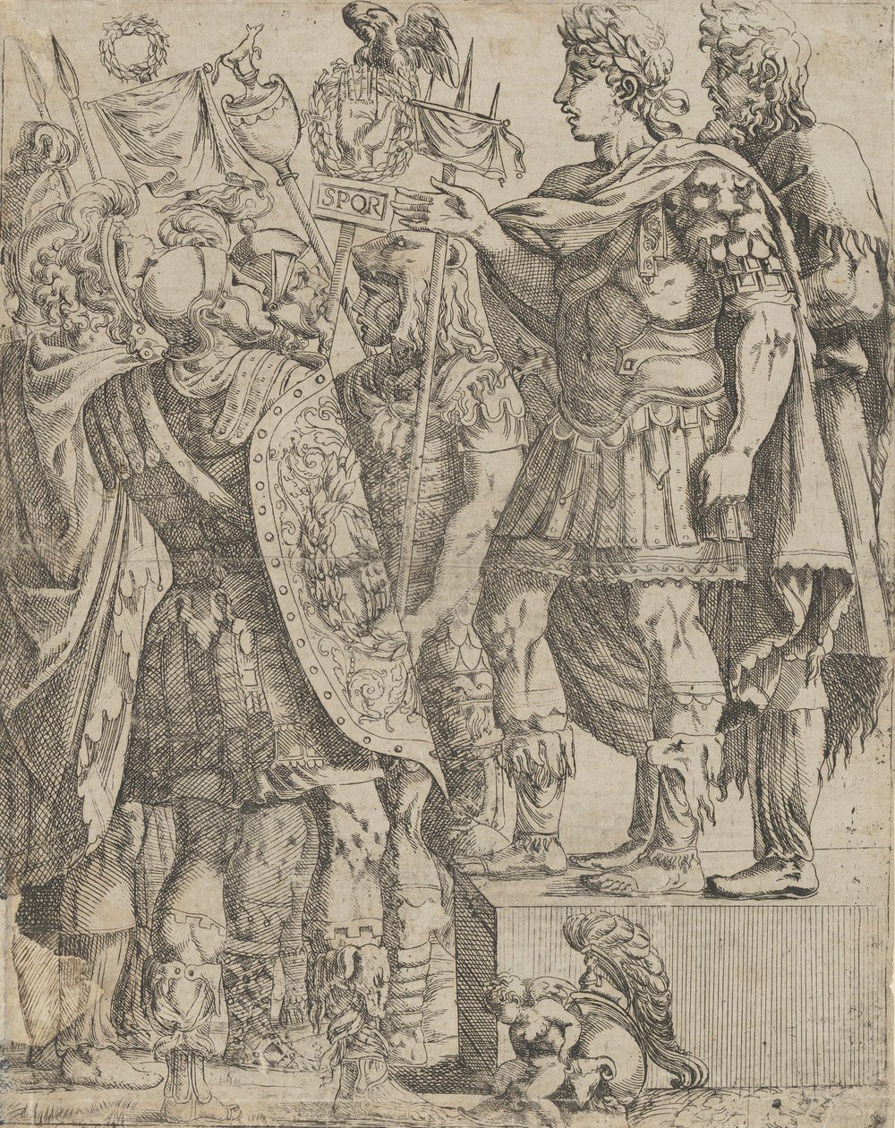 Keiseren henvender seg til soldatene sine, ca. 1542-45. av Antonio Fantuzzi