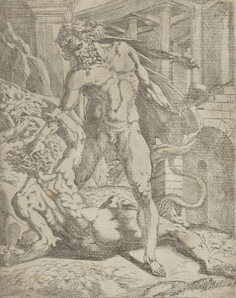 Hercules og Cacus, 1540-45. av Antonio Fantuzzi