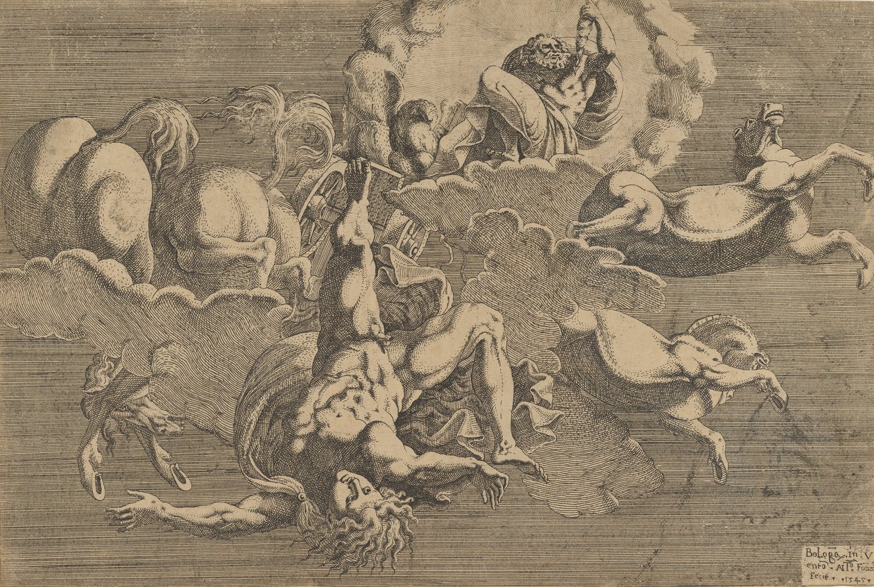 Phaetons fall, 1545. av Antonio Fantuzzi