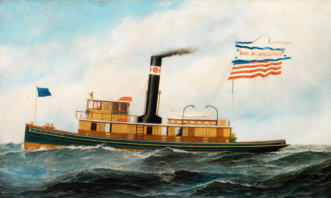 Den havgående slepebåten May McWilliams, ca. 1895. av Antonio Jacobsen